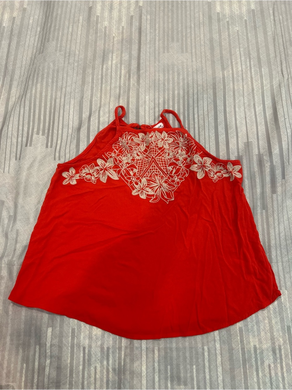 Eyeshadow Bright Red Embroidered Light Weight Tank Style Blouse
